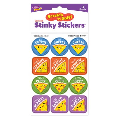 Trend Enterprises Pizza Praise Pizza Scent Scratch 'n Sniff Stinky Stickers, Multicolored, 48/Pack, 6 Packs/Bundle (T-83056-6)