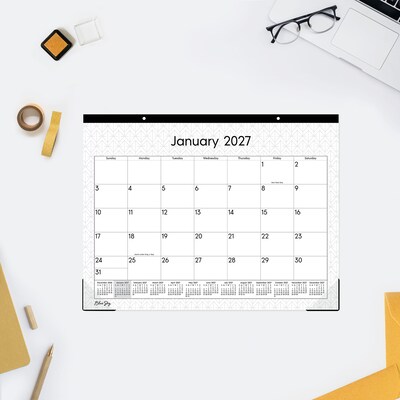 2027 Blue Sky 17" x 22" Monthly Desk Calendar, Black/White (160977)