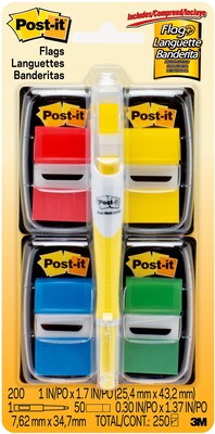 Post-it Flags Value Pack, .94 Wide, Assorted Colors, 200 Flags/Pack plus Flag + Highlighter (680-RY
