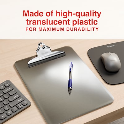 Staples Plastic Clipboard, Smoke, Letter Size – Durable Office Clipboard
