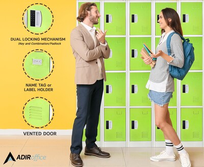 AdirOffice 72"H 4-Tier Green Storage Locker (ADI629-204-GRN-DL)
