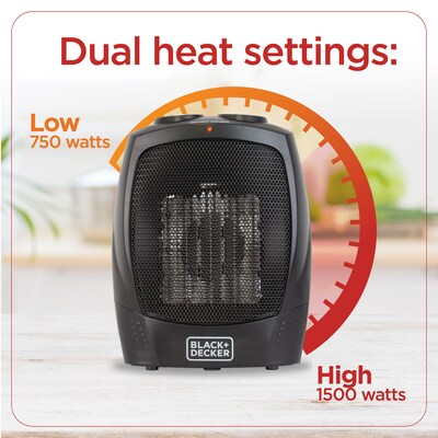 Black & Decker 1500-Watt Portable Ceramic Electric Heater, Black (BHDC201)