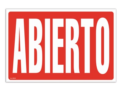 Cosco Abierto/Cerrado Sign, Red/White Plastic, 8 x 12 (098252)