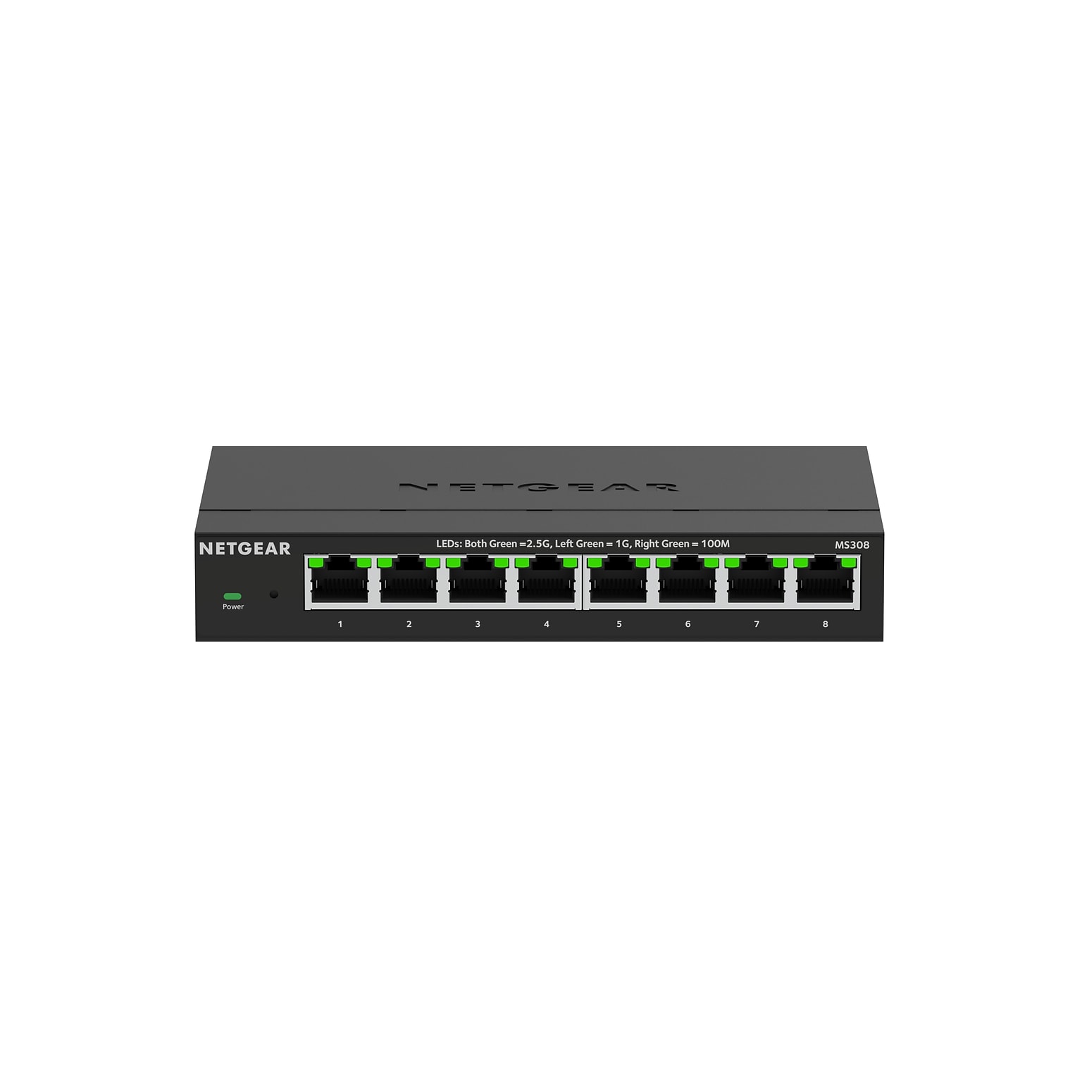 Netgear Essentials MS308 8-Port Multi-Gig Ethernet Unmanaged Switch, 2.5Gbps, Black (MS308-100NAS)