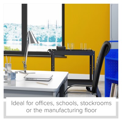 Hirsh 2 Shelf Ready-To-Assemble Steel Utility Cart, 36" x 24", Black (22641)