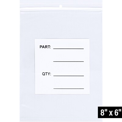 6 x 8 Reclosable Poly Bags, 4 Mil, Clear, 1000/Carton (PB12006)