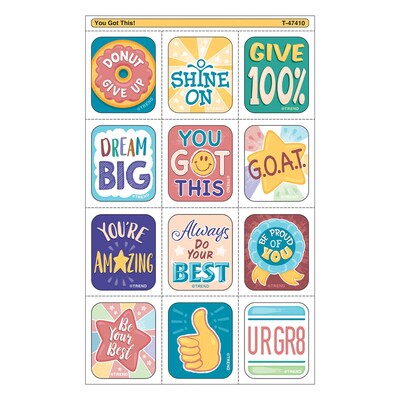Trend Enterprises You Got This! Tear & Share Stickers, Multicolored, 60/ Pack, 6/Packs/Bundle (T-47410-6)
