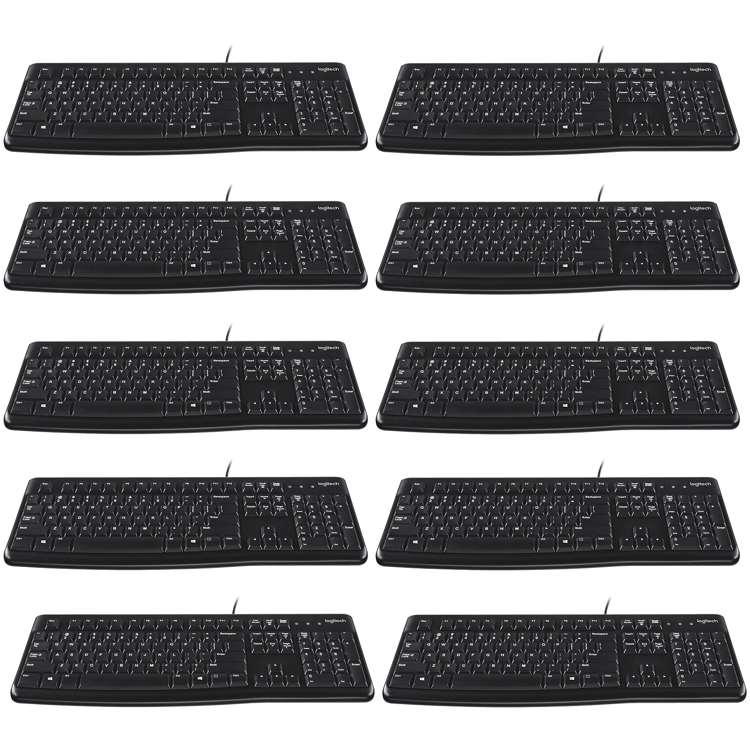 10 Pack- Logitech K120 USB Keyboard, Black