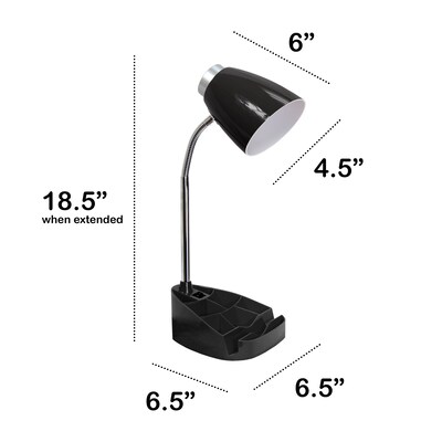 Creekwood Home 18.5" Flexible Gooseneck Organizer Desk Lamp with Stand, Black (CWD-1001-BK)