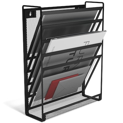 TRU RED™ 5-Pocket Metal Mesh Mountable Wall File, Black (TR57582-CC)