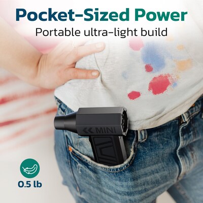 Purely D40 Portable Wireless Air Duster - 105,000 RPM High-Speed Handheld Dust Blower with 5 Nozzles, Black (PKBAD40)