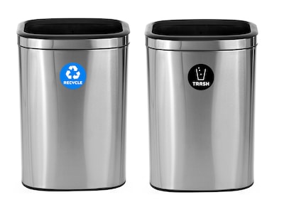 Alpine Industries Commercial Indoor Dual-Stream Recycling Station, 10.5 Gallon, Stainless Steel (ALP470-40L-R-T)
