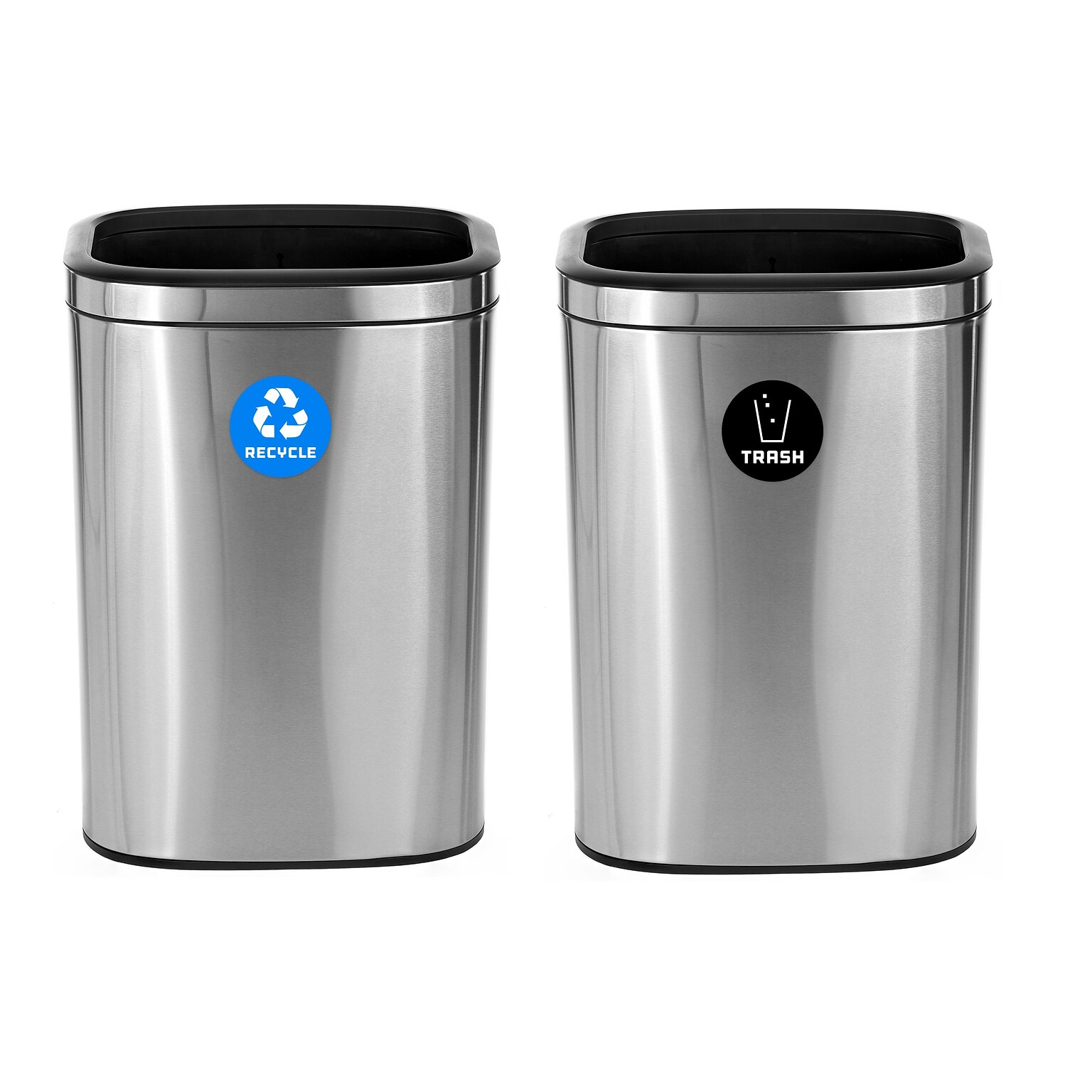 Alpine Industries Commercial Indoor Dual-Stream Recycling Station, 10.5 Gallon, Stainless Steel (ALP470-40L-R-T)