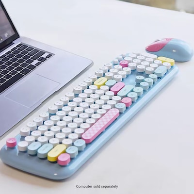 SaharaCase Wireless Ergonomic Keyboard and Laser Mouse Combo, Blue (KB11)