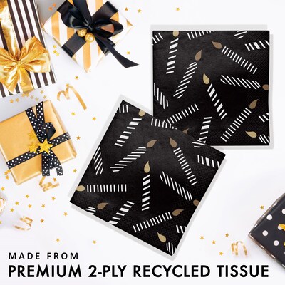 Creative Converting Golden Wishes Birthday Napkins, Black/Gold, 64/Pack (DTC365092BNAP)