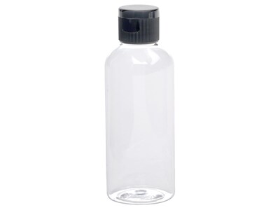 Excello Global Products Plastic Travel Toiletry Bottle, Clear/Black (SPLS-TRVL-0007)