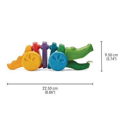 Plan Toys Rainbow Dancing Alligator Wooden Pull Toy, Multicolored (PTS1416)