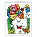 Smile Team™ Dental Birthday Cards; Smiling Tooth with Balloons, Blank Inside