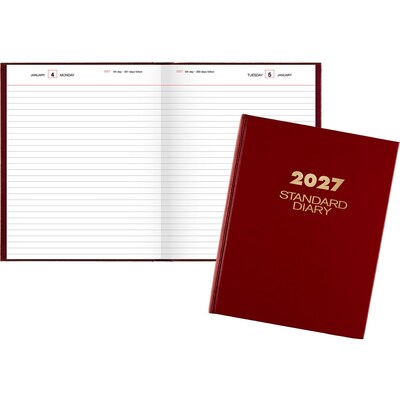 2027 AT-A-GLANCE Hardcover Daily Diary, 7.5 x 9.5, Ruled, Red (SD374-13-27)