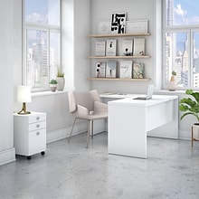 Bush Business Furniture Echo 60W L Shaped Desk with Mobile File Cabinet, Pure White (ECH008PW)