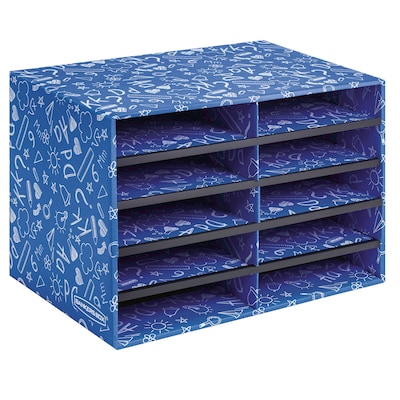 Bankers Box Classroom Collection 10-Compartment Mail Sorters, 19.5" x 12.375", Blue (3384201)