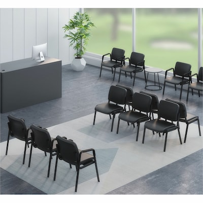 Lorell Deluxe Leather 4-Leg Guest Chair, Black (LLR84594)