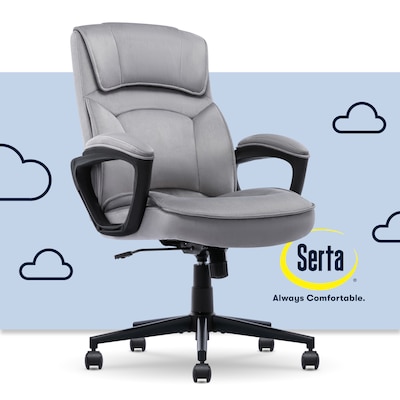 Serta Comfort Classic Ergonomic Velvet Fabric Swivel Executive Chair, Gray (CCHR10005A)