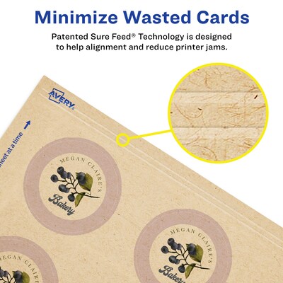 Avery Integrated Cards, 2" Dia., Matte Kraft Brown, 300/Pack (95268)