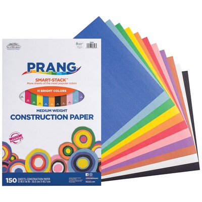 Prang Smart Stack 12" x 18" Construction Paper, Assorted Colors, 150 Sheets/Pack (P6526)