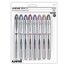 uni-ball Vision Elite Rollerball Pens, Micro Point, Assorted Colors Ink, 8 Pack (58092)