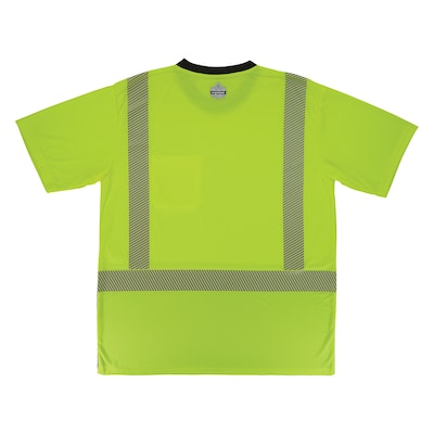 GloWear 8294BK High Visibility Short Sleeve Black Bottom T-Shirt, ANSI Type R Class 2, Lime, Small (22272)