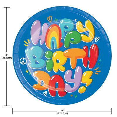 Creative Converting Bubbly Birthday Plates and Napkins Kit, Multicolored, Serves 16 (DTC9502E2G)