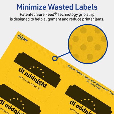Avery Laser/Inkjet Rectangle Scalloped Multipurpose Labels, 2" x 3", Bright Yellow, 320/Pack (94267)