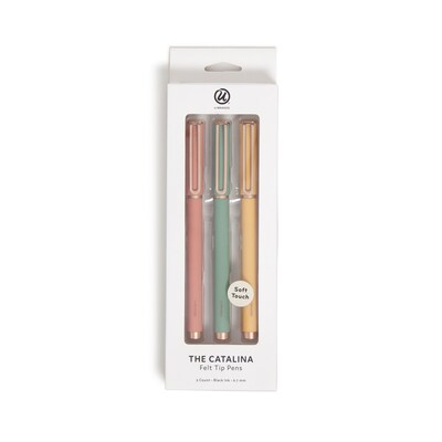 U Brands Catalina Pens Pen, Medium Point, 0.7mm, Black Ink, 3/Pack (4371U04-24)