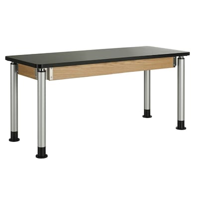 Diversified Woodcrafts Uplift! Hybrid ADA Rectangular Science Table, 60 x 24, Height Adjustable, Black/Oak (P8601K)