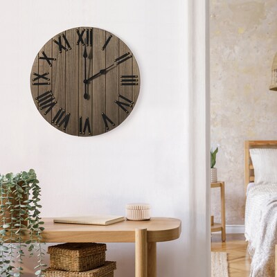 Elegant Designs Handsome 21" Rustic Farmhouse Wood Wall Clock, Restored Wood (HG2004-RWD)