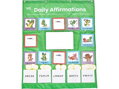 hand2mind Daily Affirmations 17-Pocket Chart with Mirror (95378)