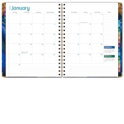 2027 Excello Brands 9" x 11" Weekly & Monthly Standard Planner, Paperboard Cover, Dark Blue Marble (FSHN-CY27-8511-23)