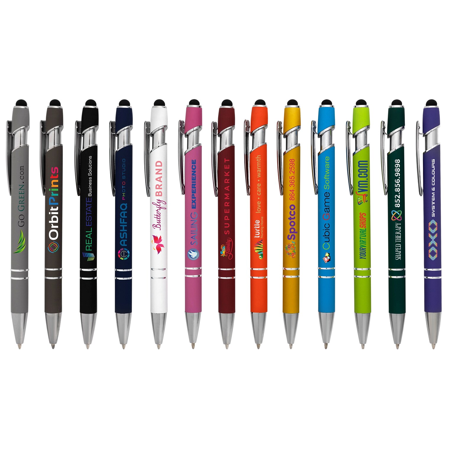 Custom Alexandria Stylus Satin Soft Touch Click Metal Pen