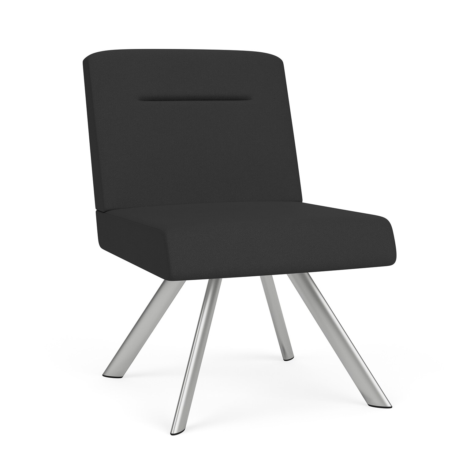 Lesro Willow Fabric Lounge Chair, Armless, Open House Graphite/Silver (WL1102.SSV-01OHGP)