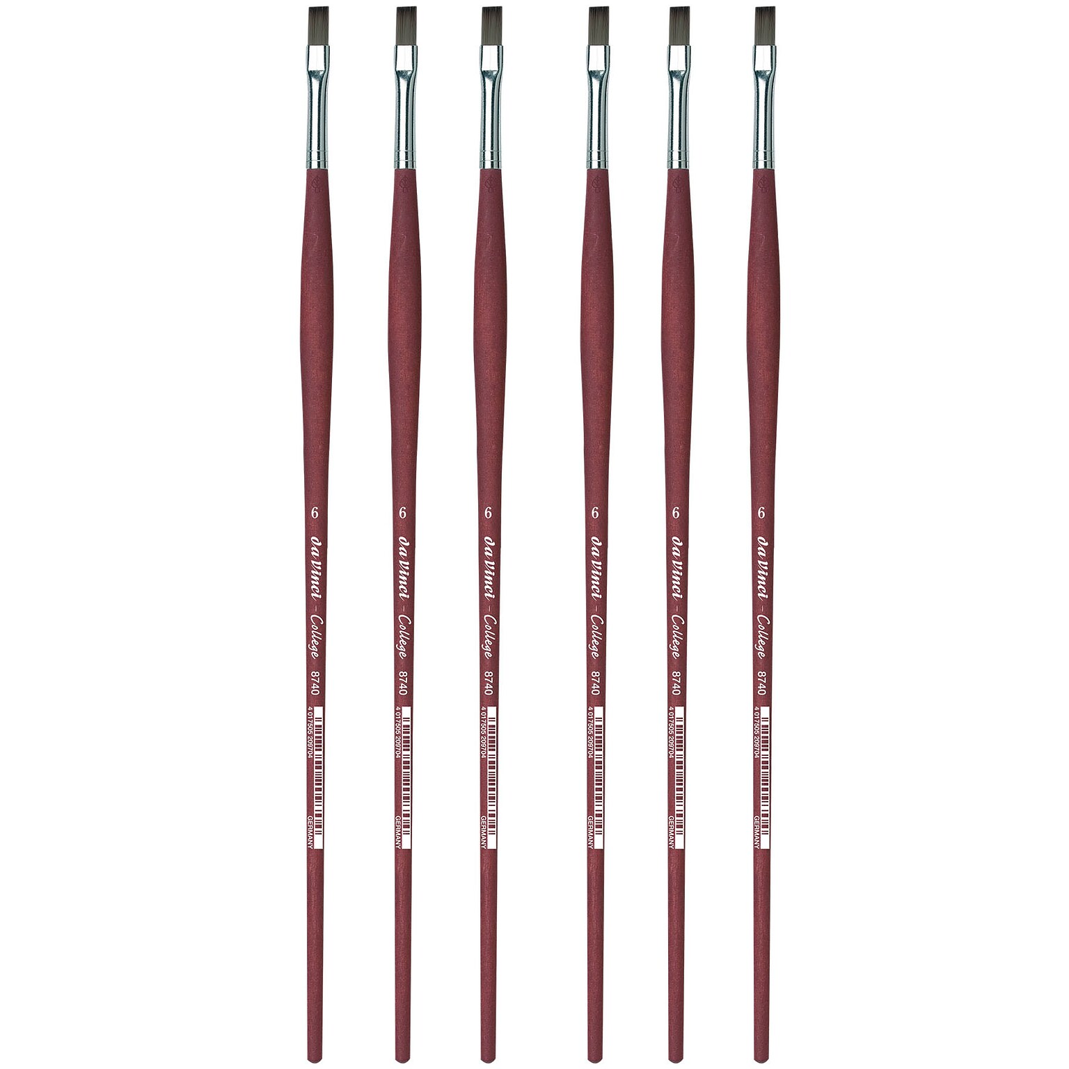 da Vinci COLLEGE Oil and Acrylic Synthetic Bristle, Flat Brush, 6/Bundle (DVXVA87406-6)