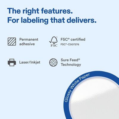 Avery Rectangle Laser/Inkjet Multipurpose Labels, White, 4 Labels/Sheet, 100 Sheets/Pack (19479311210)