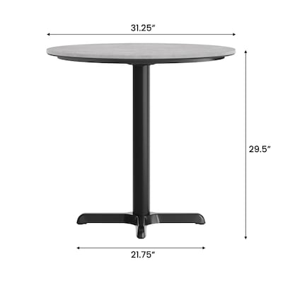 Flash Furniture Acadia 31.25" Round Wooden Dining Table with X-Base, Gray Faux Concrete/Black Base (STRD31CGT2222)