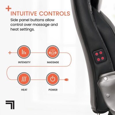 Sharper Image S-600 Active Lumbar Heated Ergonomic Bonded Leather Swivel Executive Massage Chair, Black (60098-BLK)