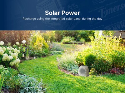 Emerson Bluetooth Outdoor Rock Speaker with Solar Charging, Waterproof, Light Gray (ERS-1002)
