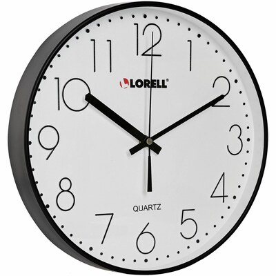 Lorell Round Quiet 12" Quartz Wall Clock, Plastic, Battery Operated (LLR61011)