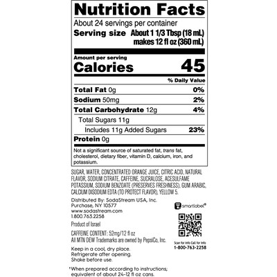 SodaStream Mountain Dew Liquid Drink Mix, 14.9 oz., 4 Bottles/Pack (1103164010)