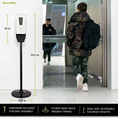 Alpine Industries Universal Floor Stand Hand Soap and Sanitizer Dispenser, Black (430-STAND-BLK)