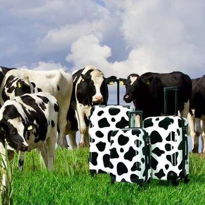 InUSA Prints 3-Piece Hardside Spinner Luggage Set, TSA Checkpoint Friendly, Cow Animal Print (IUAPCSML-COW)