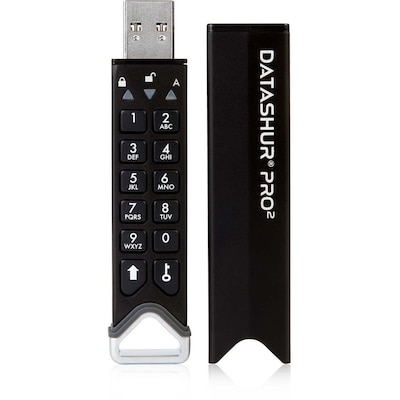 iStorage datAshur PRO2 16GB USB 3.2 Gen 1 Type-A Encrypted Flash Drive, Black (IS-FL-DP2-256-16)